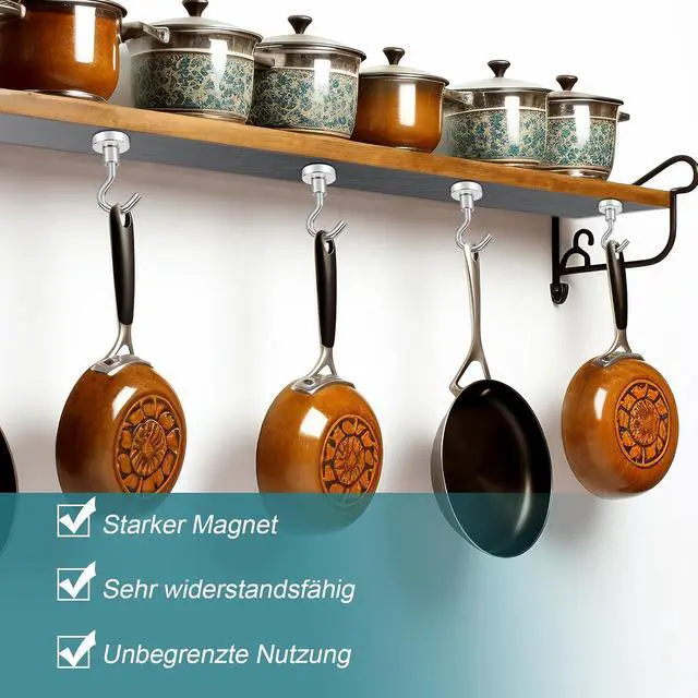 Alt view image 5 of 6 - MAGXCENE 32 Pack Magnetic Hooks Heavy Duty, 25 lbs Strong Magnet Hooks for Cruise Refrigerator, Neodymium Magnets with Hooks for Grill Hanging Kitchen Tool Storage