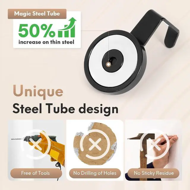 Alt view image 3 of 7 - Neosmuk Magnetic Hooks Steel Tube Design for Cruise,1.42", Black, 2 Pack