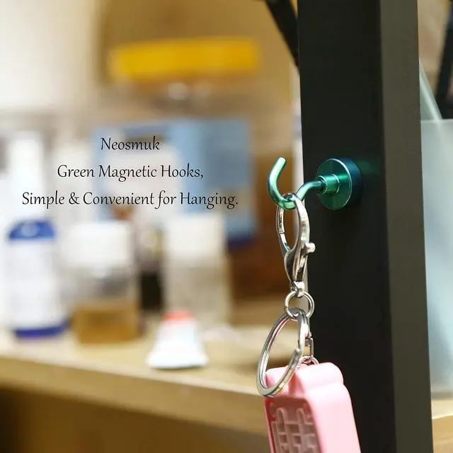 Alt view image 2 of 7 - Neosmuk Magnetic Hooks for Cruise Cabins,30lb Heavy Duty,Green,4 Pack