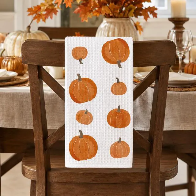 Alt view image 3 of 7 - 1PCS Thanksgiving Pumpkin Decor Hand Towels for Gifts Women,Farmhouse Watercolors Pumpkin Fall Kitchen Tea Towels and Dishcloths,Anthropology Autumn for KitchensBathrooms - A01
