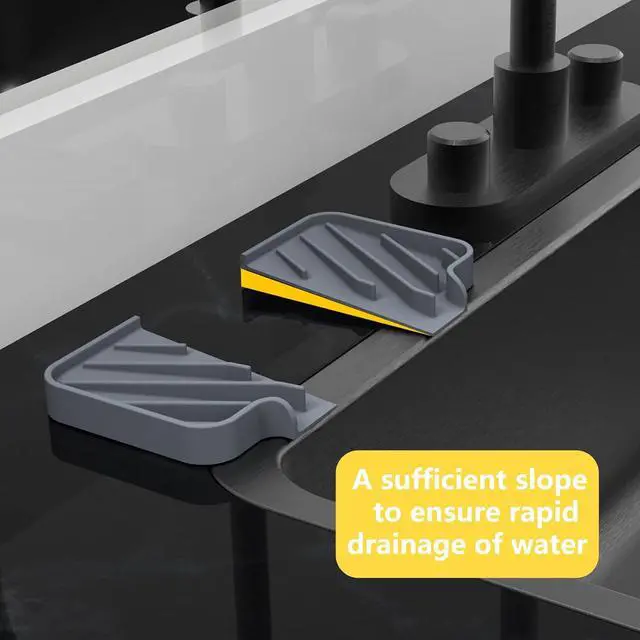 Alt view image 6 of 6 - Sponge Holder for Kitchen Sink,4.9"×3.7" Soap Tray with Drain(Gray)