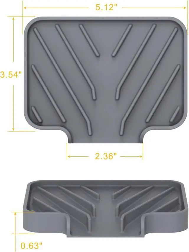 Alt view image 4 of 6 - Sponge Holder for Kitchen Sink,4.9"×3.7" Soap Tray with Drain(Gray)