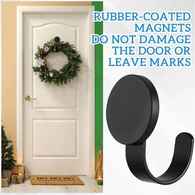 Alt view image 5 of 7 - 2 Pack Magnetic Wreath Hanger, Heavy Duty Magnets with Hook for Refrigerator, Christmas Decoration Magnetic Hooks for Metal Front Door, Cruise Hook Hanger for Hanging Cabins Grill Coat