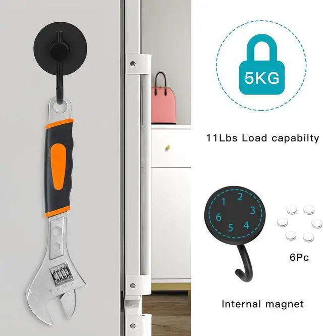 Alt view image 6 of 7 - 2 Pack Magnetic Wreath Hanger, Heavy Duty Magnets with Hook for Refrigerator, Christmas Decoration Magnetic Hooks for Metal Front Door, Cruise Hook Hanger for Hanging Cabins Grill Coat