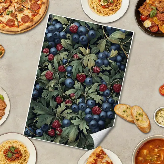 Alt view image 4 of 7 - Dark Botanical Berry Kitchen Towels, Vintage Moody Blueberry Raspberry Decorative Hand Tea Towels for Bathroom, Fruit Lover Gifts Dish Towel Drying Cloth, 16x24 Inches