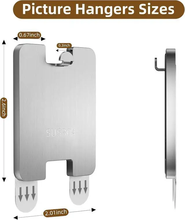 Alt view image 2 of 7 - GearFusion 8Pcs Picture Hanging Hooks for Drywall, Damage Free Picture Hangers Without Nails, Universal Frame Hangers for Art Picture Mirror Photo Poster Painting Hanger Hardware Kit 8 lb
