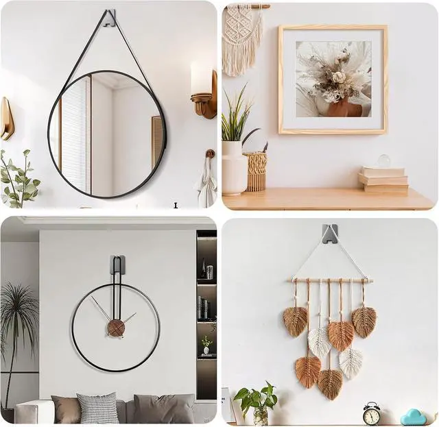 Alt view image 4 of 7 - GearFusion 8Pcs Picture Hanging Hooks for Drywall, Damage Free Picture Hangers Without Nails, Universal Frame Hangers for Art Picture Mirror Photo Poster Painting Hanger Hardware Kit 8 lb