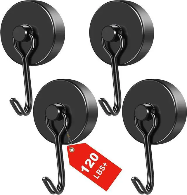 Main image of MIKEDE Black Magnetic Hooks Heavy Duty 120LB Swivel Strong Magnet Hook