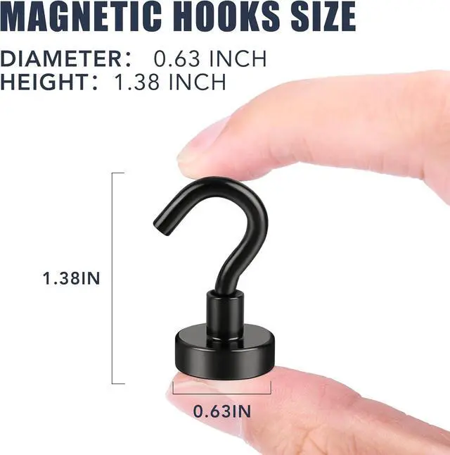 Alt view image 2 of 6 - E BAVITE Magnetic Hooks, 30LB Magnet Hook for Cruise,Black,6 Pack