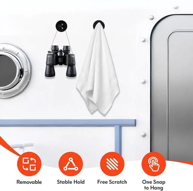 Alt view image 5 of 7 - Neosmuk Magnetic Hooks Steel Tube Design for Cruise,80lb+ Black,4 Pack
