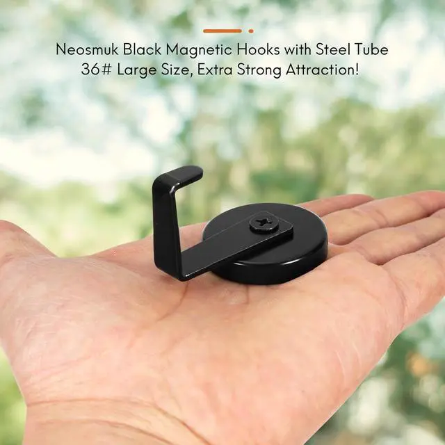 Alt view image 2 of 7 - Neosmuk Magnetic Hooks Steel Tube Design for Cruise,1.42", Black, 2 Pack