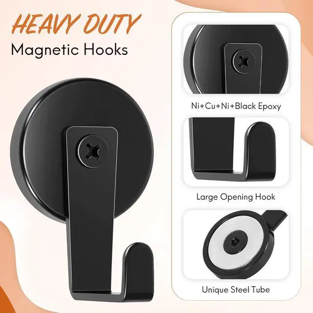 Alt view image 6 of 7 - Neosmuk Magnetic Hooks Steel Tube Design for Cruise,1.42", Black, 2 Pack
