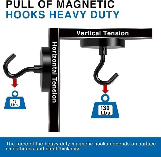 Alt view image 3 of 7 - LOVIMAG Magnetic Hooks for Cruise Cabins 130LBS Heavy Duty Magnet Hook 4 P