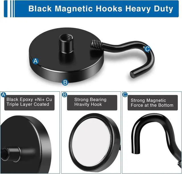 Alt view image 4 of 7 - LOVIMAG Magnetic Hooks for Cruise Cabins 130LBS Heavy Duty Magnet Hook 4 P