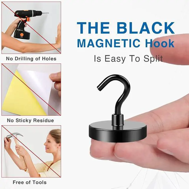 Alt view image 5 of 7 - LOVIMAG Magnetic Hooks for Cruise Cabins 130LBS Heavy Duty Magnet Hook 4 P