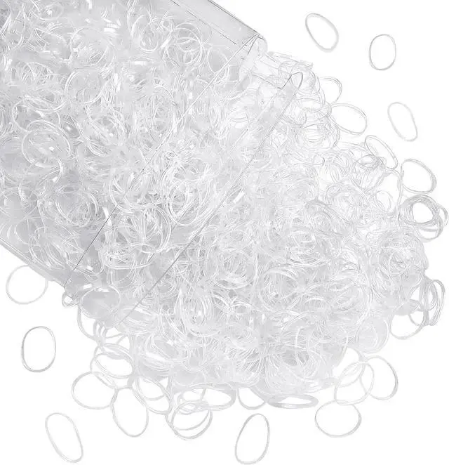 Main image of Clear Elastics Hair Bands 1500pcs Mini Rubber Hairband Soften 18mm Ponytail Holders Hairiness Ties No Damaged Accessories for Women Braids