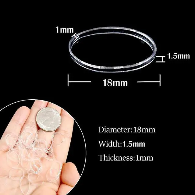 Alt view image 2 of 7 - Clear Elastics Hair Bands 1500pcs Mini Rubber Hairband Soften 18mm Ponytail Holders Hairiness Ties No Damaged Accessories for Women Braids