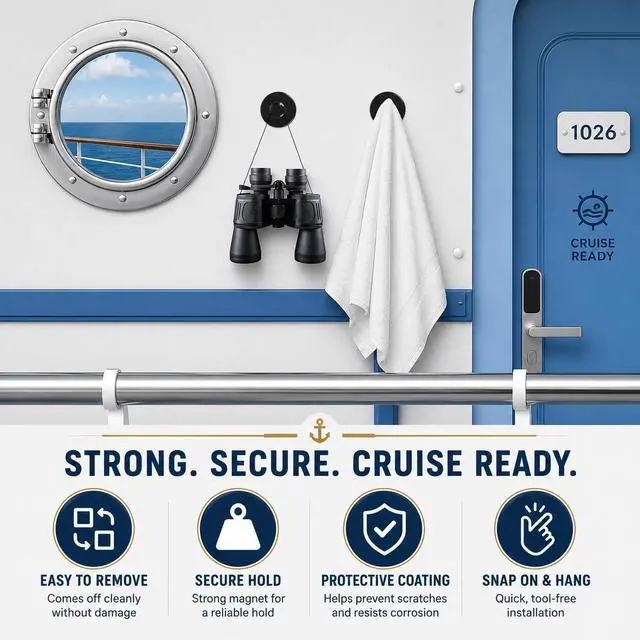 Alt view image 7 of 7 - Neosmuk Magnetic Hooks Steel Tube Design for Cruise,170lb+ Black,2 Pack