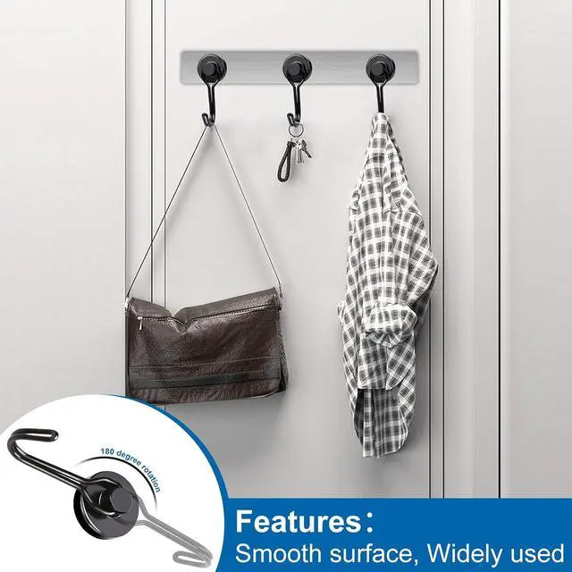 Alt view image 5 of 6 - E BAVITE Swivel Swing Magnetic Hooks 40LBS Black Refrigerator Magnet Hook