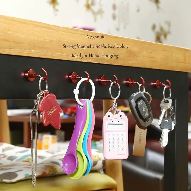 Alt view image 3 of 7 - Neosmuk Magnetic Hooks for Cruise Cabins,30lb Heavy Duty,Red,4 Pack