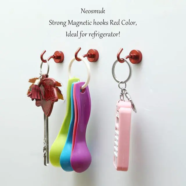 Alt view image 4 of 7 - Neosmuk Magnetic Hooks for Cruise Cabins,30lb Heavy Duty,Red,4 Pack