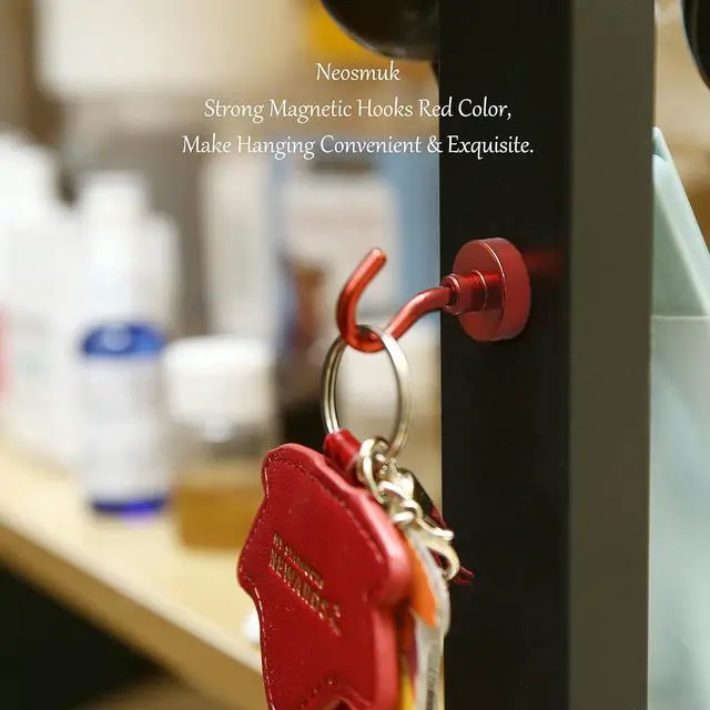 Alt view image 6 of 7 - Neosmuk Magnetic Hooks for Cruise Cabins,30lb Heavy Duty,Red,4 Pack