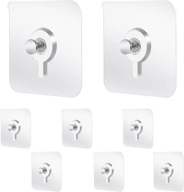 Main image of Mabor Drill Free Adhesive Hooks, 6Pcs Plastic Picture Hangers Without Nails