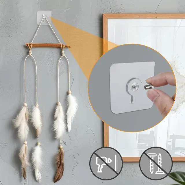 Alt view image 7 of 7 - Mabor Drill Free Adhesive Hooks, 6Pcs Plastic Picture Hangers Without Nails