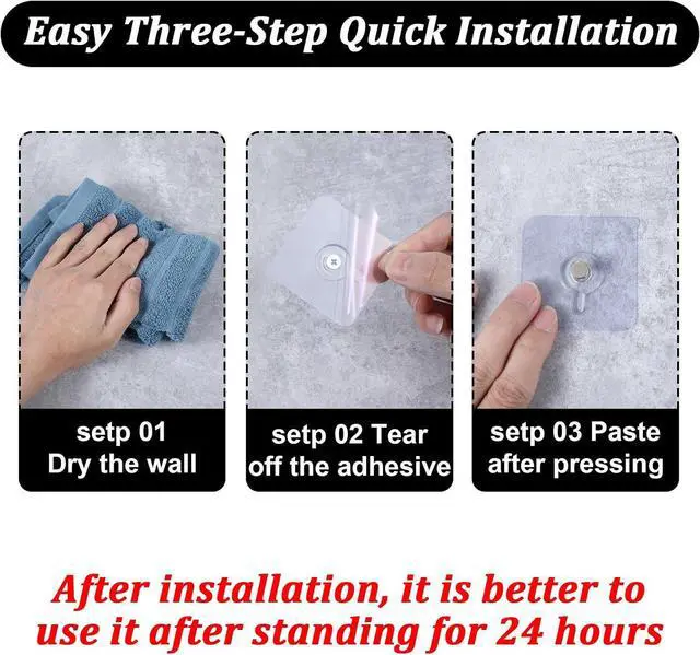 Alt view image 5 of 7 - Mabor Drill Free Adhesive Hooks, 6Pcs Plastic Picture Hangers Without Nails