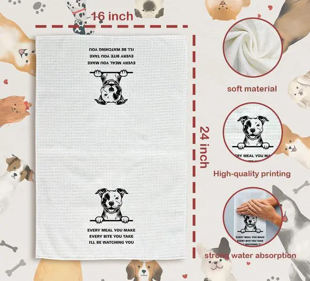 Alt view image 7 of 7 - Pitbull Gifts Kitchen Towels, Pitbull Mom Gifts, PitbullGifts for Woman, PitbullDecor Hand Towels, PitbullDog Tea Towels DishTowels for Kitchen, Dog KitchenBathroom Decor, 16x24 Inch