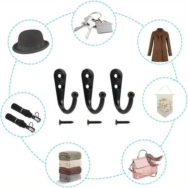 Alt view image 6 of 7 - 4 Pcs Wall Mounted Hooks for Bedroom,Bathroom,Kitchen,and Cabinet Hangers (with 8 Screws)-Bronze