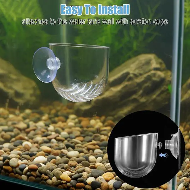 Alt view image 5 of 7 - 3 Pack Clear Fish Tank Plant Holder Aquatic Plant Cups Fishes Tanks Plants Pot Acrylic Aquarium Plants Holder with Suction Cups for Home Aquariums Aquascape Decor, Red Worm Fish Shrimp Feeder