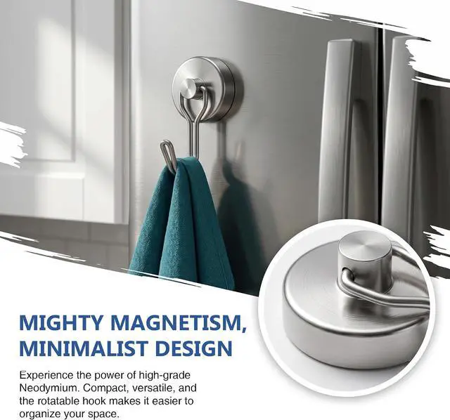 Alt view image 5 of 6 - Magnetic Hooks, 2026 Cruise Cabin Ship Essentials Heavy Duty Strong Magnets Fridge Hanging for Classroom Kitchen Garage Grills Home, Medium 12-Pack Silver (4 Swivel + 8 Fixed)