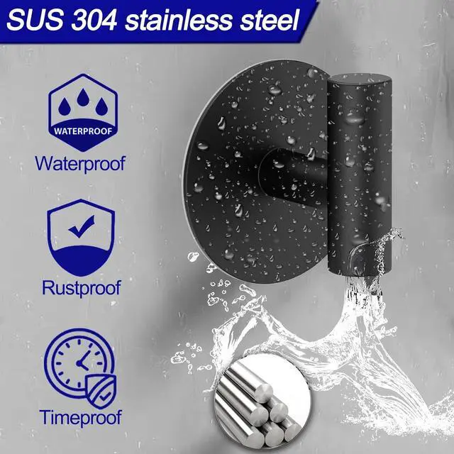 Alt view image 3 of 7 - Bntuk Adhesive Wall Towel Hooks, No Drill Waterproof Bathroom Shower Hooks