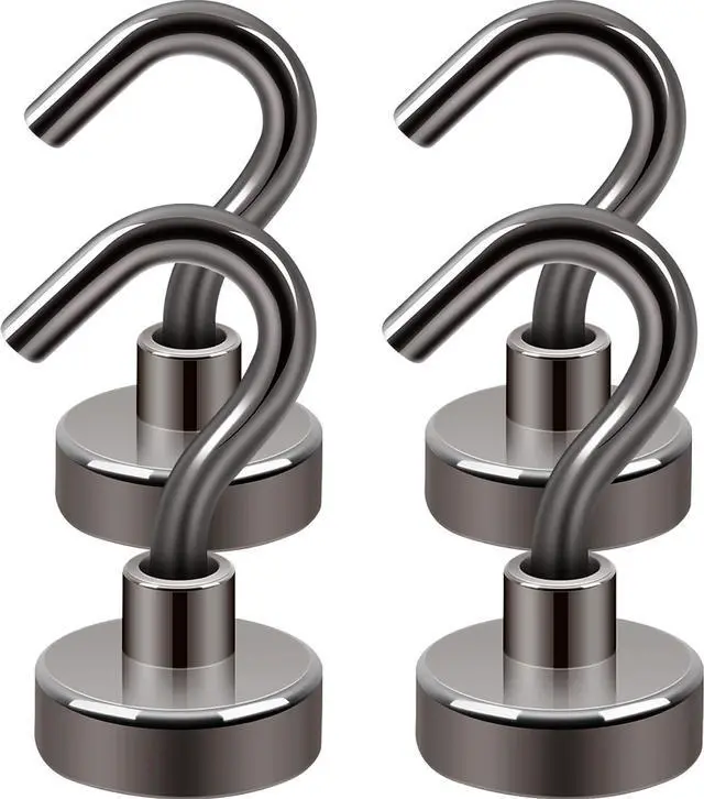 Main image of Neosmuk Magnetic Hooks for Cruise Cabins,30lb Heavy Duty,Gunmetal,4 Pack