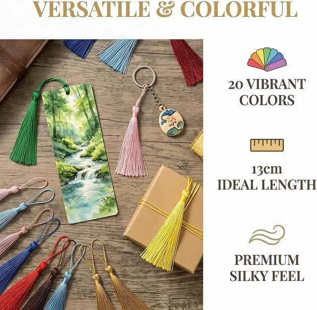 Alt view image 3 of 6 - Youbay Tassels Decorative Craft Bookmark Bulk for Jewelry Making 20 Colors
