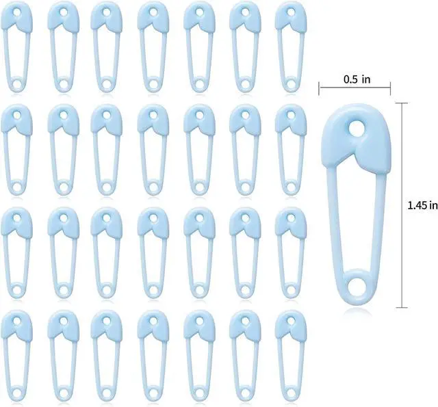 Alt view image 2 of 7 - Plastic Safety Pin Girl Baby Shower Favor Charms, 72 Pieces (blue)