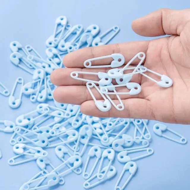 Alt view image 3 of 7 - Plastic Safety Pin Girl Baby Shower Favor Charms, 72 Pieces (blue)