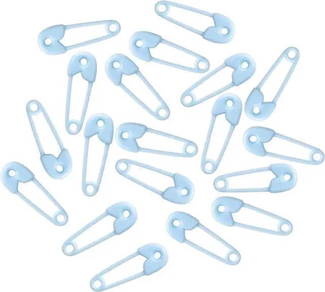 Alt view image 7 of 7 - Plastic Safety Pin Girl Baby Shower Favor Charms, 72 Pieces (blue)
