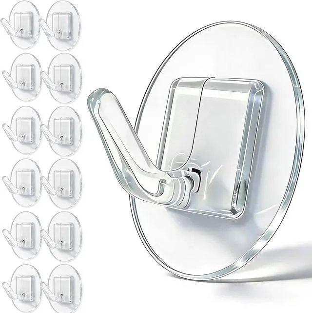Main image of 20 Pack Small Adhesive Wall Hooks for Hanging, Transparent Adhesive Towel Coat Hooks, Damage Free Sticky Utility Hooks for Bathroom, Shower, Outdoor, Kitchen, Door
