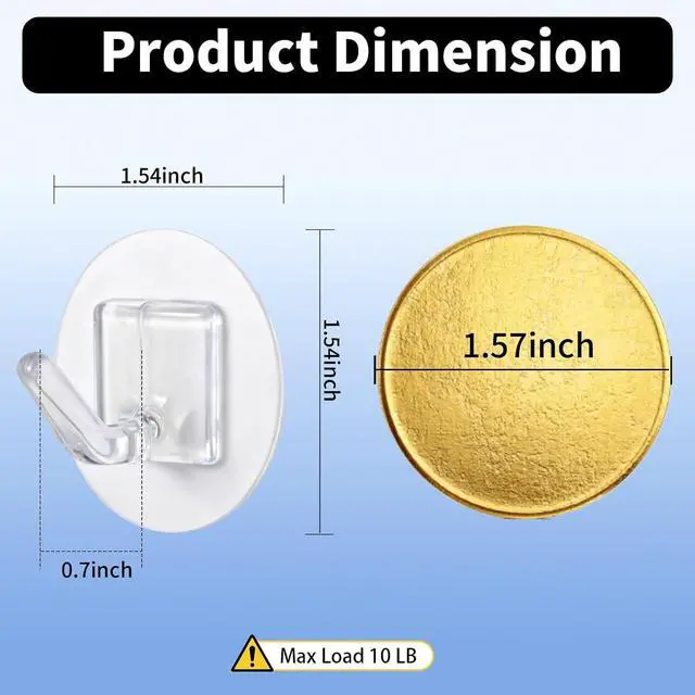 Alt view image 2 of 7 - 20 Pack Small Adhesive Wall Hooks for Hanging, Transparent Adhesive Towel Coat Hooks, Damage Free Sticky Utility Hooks for Bathroom, Shower, Outdoor, Kitchen, Door