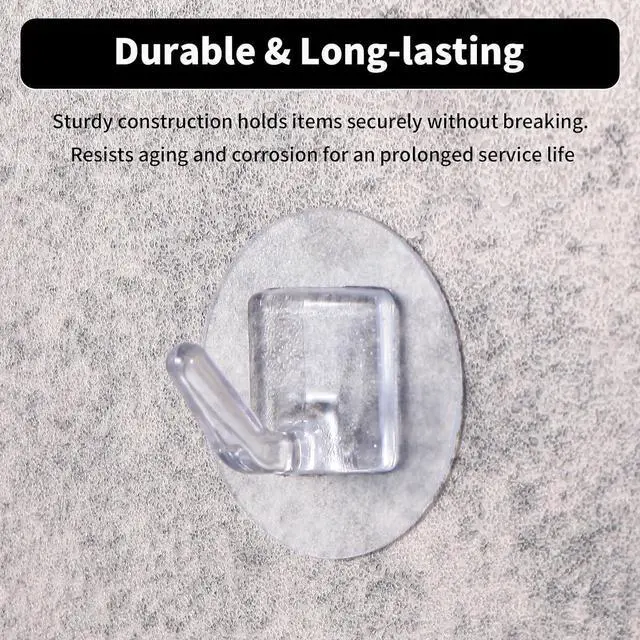Alt view image 4 of 7 - 20 Pack Small Adhesive Wall Hooks for Hanging, Transparent Adhesive Towel Coat Hooks, Damage Free Sticky Utility Hooks for Bathroom, Shower, Outdoor, Kitchen, Door