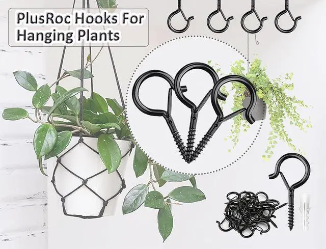 Alt view image 3 of 7 - PlusRoc 20 Pack Screw Hooks for Hanging Plants Outdoor Lights(Black)