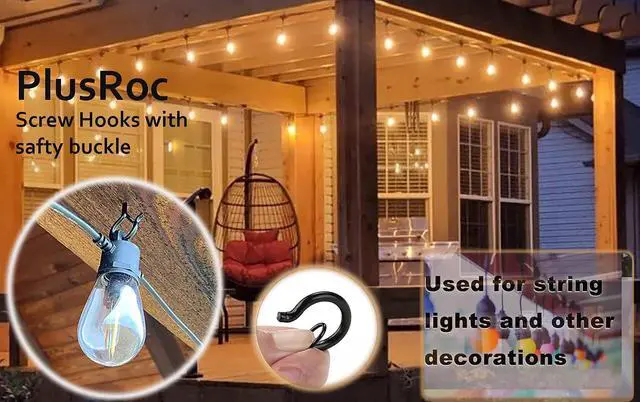 Alt view image 4 of 7 - PlusRoc 20 Pack Screw Hooks for Hanging Plants Outdoor Lights(Black)