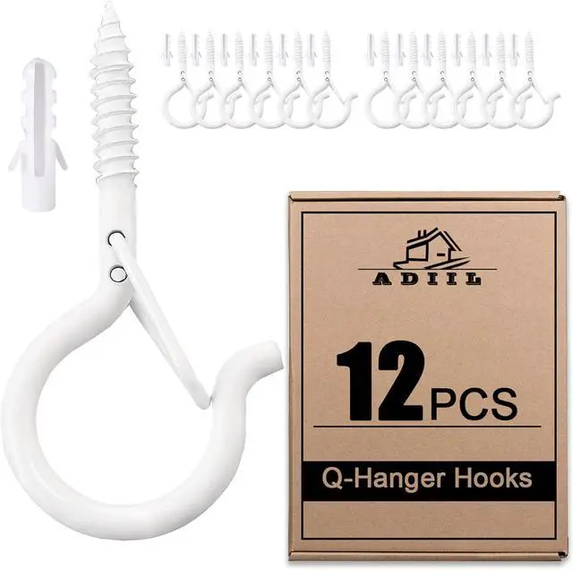 Main image of ADIIL Q Hanger Ceiling Screw Hooks for Hanging Outdoor String Light, Plants