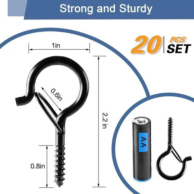 Alt view image 6 of 7 - ADIIL Q Hanger Ceiling Screw Hooks for Hanging Outdoor String Light, Plants
