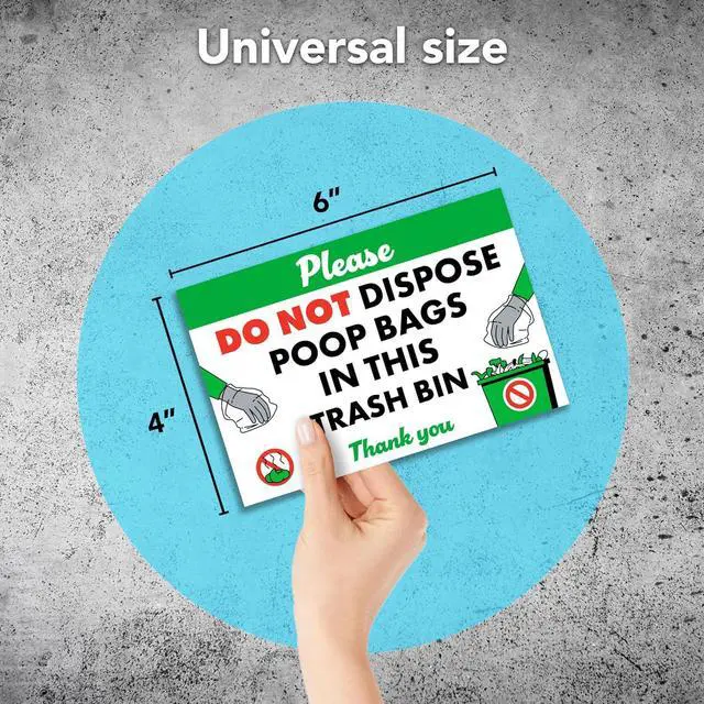 Alt view image 2 of 7 - Please Do Not Dispose Poop Bags in Trash Bin Stickers, 4x6 Vinyl, 5 Pack