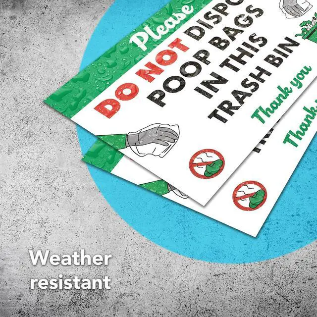 Alt view image 3 of 7 - Please Do Not Dispose Poop Bags in Trash Bin Stickers, 4x6 Vinyl, 5 Pack