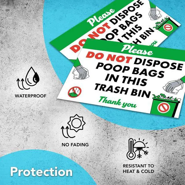 Alt view image 5 of 7 - Please Do Not Dispose Poop Bags in Trash Bin Stickers, 4x6 Vinyl, 5 Pack