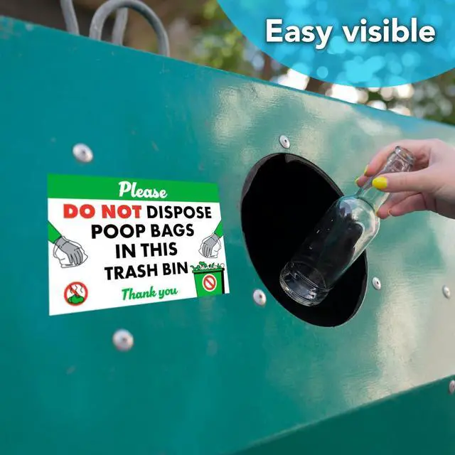Alt view image 6 of 7 - Please Do Not Dispose Poop Bags in Trash Bin Stickers, 4x6 Vinyl, 5 Pack